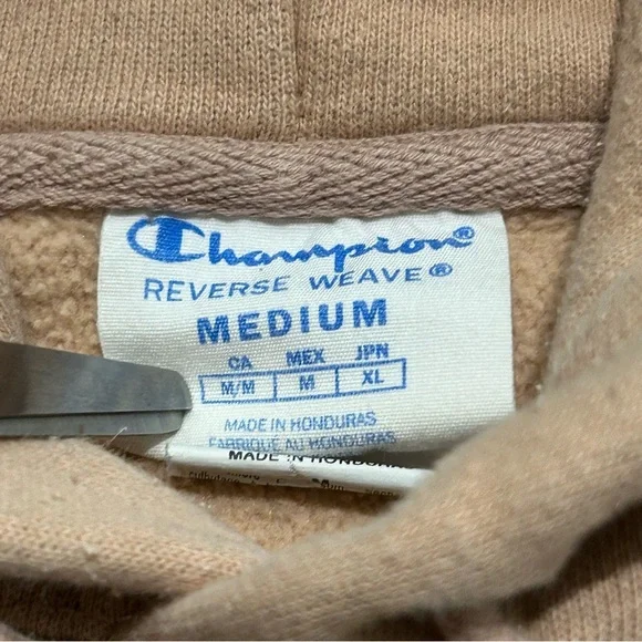 Champion Reverse Weave Hoodie Pink Peach Pullover Sweatshirt Tapered Medium - Picture 4 of 6
